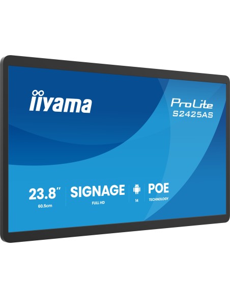 ProLite S2425AS-B1P Pantalla plana para señalización digital 60,5 cm (23.8") LCD Wifi 500 cd / m² Full HD Negro Procesador incor