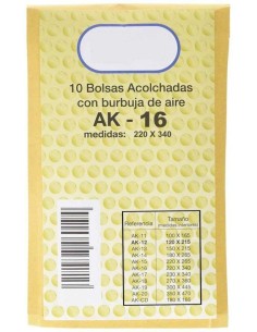Paq 10 bolsa kraft acolchada ak 16 220x340mm autoadhesivo sam