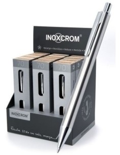 Exp 12 boligrafo cromo inox70 con estuche