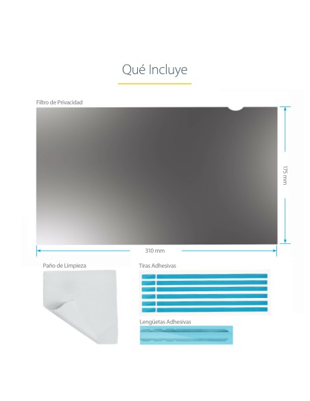 Filtro de Privacidad para Portátil de 14in - Filtro para Monitor para Pantalla Ancha 16:9 - Protector de Pantalla - Reducción d