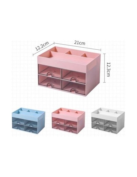 ORGANIZADOR SOBREMESA HORIZONTAL 4 CAJONES 3 COLORES SURTIDOS