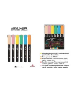 ESTUCHE 6 ROTULADORES ACRYLIC MARKERS COLORES PASTEL