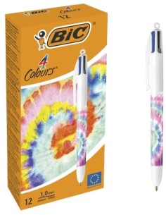 C 12 boligrafo 4 colores decorados tiedye punta 1mm