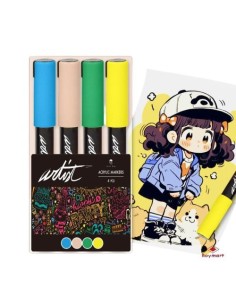 Estuche 4 rotuladores acrylic markers colores pastel