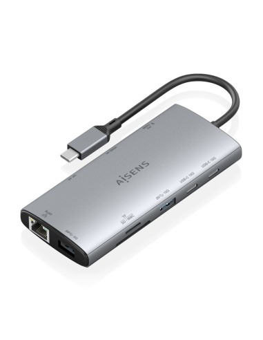 USB-C Dock 10 en 1, USB-C a 1xHDMI, 1xDisplayPort, 1xRJ45, 1xUSB-A 10G, 1xUSB-A 5G, 2xUSB-C 10G, 1xUSB-C PD100W, 1xSD, 1xMicroSD