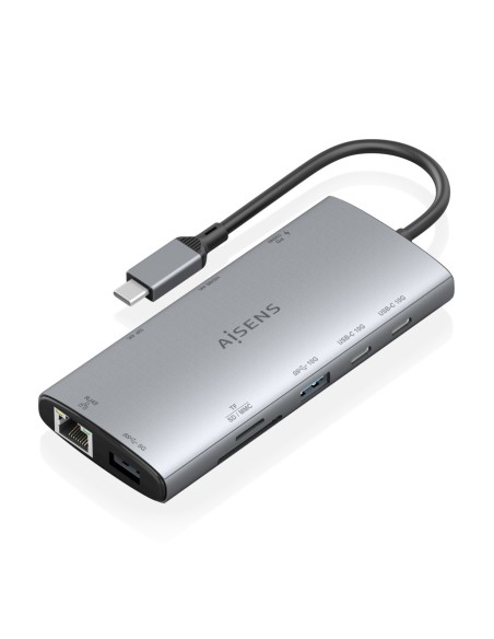 USB-C Dock 10 en 1, USB-C a 1xHDMI, 1xDisplayPort, 1xRJ45, 1xUSB-A 10G, 1xUSB-A 5G, 2xUSB-C 10G, 1xUSB-C PD100W, 1xSD, 1xMicroSD