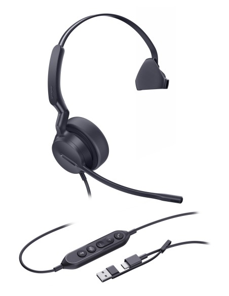 UH42 Mono Teams USB-C/A Auriculares Alámbrico Diadema Oficina/Centro de llamadas USB Type-C / USB Type-A Negro