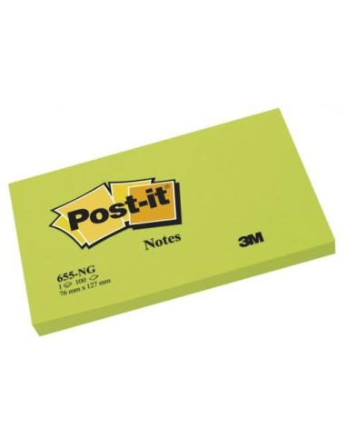 POST-IT BLOCS NOTAS 655 GAMA ENERGÍA VERDE NEÓN 76X127 -PACK 6-