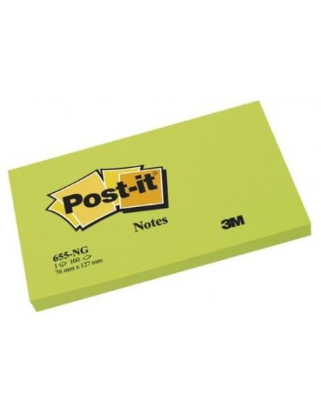 POST-IT BLOCS NOTAS 655 GAMA ENERGÍA VERDE NEÓN 76X127 -PACK 6-