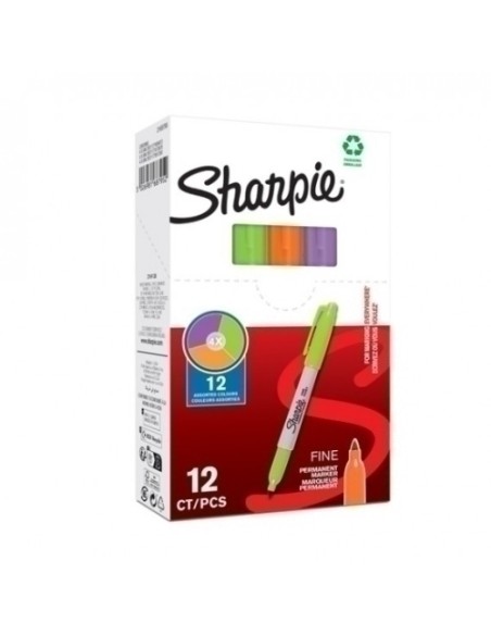 SHARPIE MARCADOR PERMANENTE FINE F C/SURTIDOS LIMA/NARANJA/BOYSENBERRY 2168795 - Lote de 12 packs
