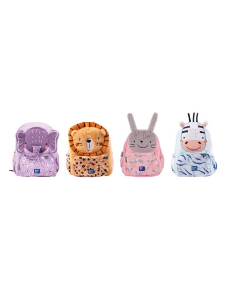 400180762 mochila Mochila escolar Multicolor Felpa - Pack de 8 unidades