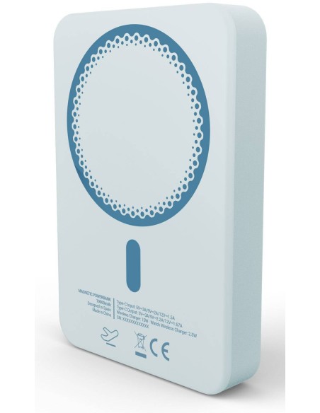 Magnetic Powerbank 10000 mAh Cargador inalámbrico Azul