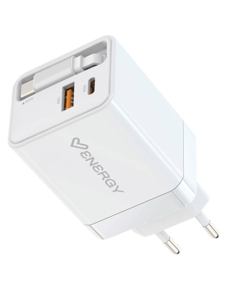 Retractable Charger Universal Blanco Corriente alterna Interior