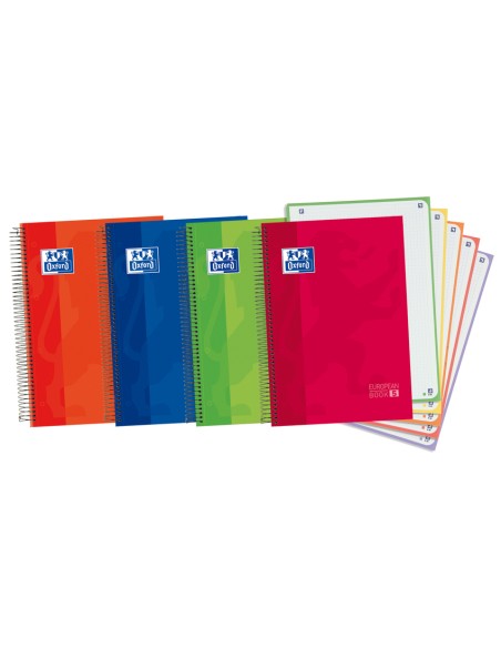 Paq 5 cuaderno espiral europeanbook5 a4 120h 90g cuad5x5 tapa extradura 5 colores de recuadro Paq 5 cuaderno espiral europeanbook5 a4 120h 90g cuad5x5 tapa extradura 5 colores de recuadro