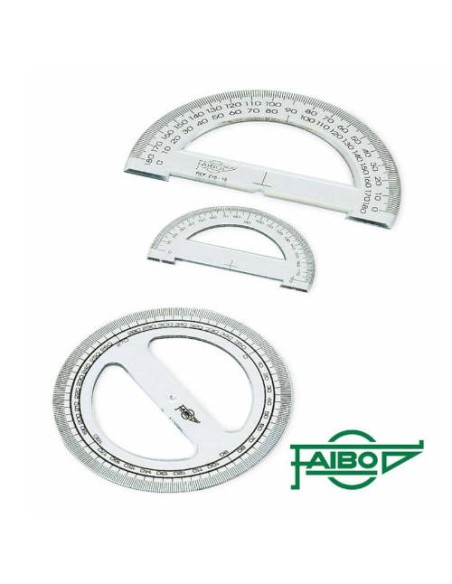 SEMICIRCULO TRANSPARENTE EN PLASTICO INYECTADO GRADUADO Y BISELADO 15 CM. FAIBO 216 216 PACK 20 UNID