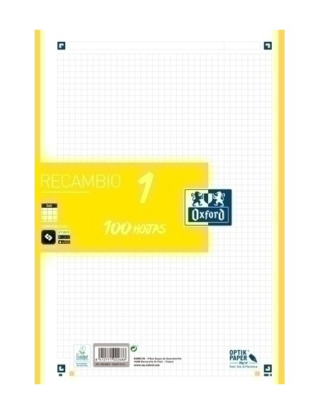 RECAMBIO OXF. A4 100h 4 TAL. CD.5 LIMA