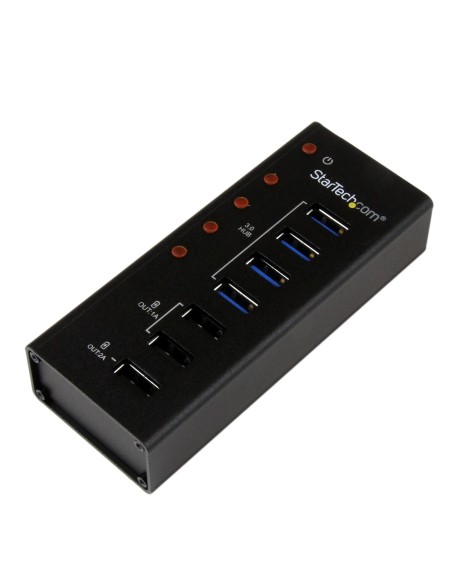 Hub Concentrador USB 3.0 (5Gbps) de 4 Puertos y 3 Puertos de Carga USB ( 2x 1A y 1x 2A) - Ladrón con Carcasa de Metal