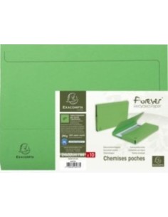 Paq 10 subcarpeta con bolsa a4 color verde serie forever