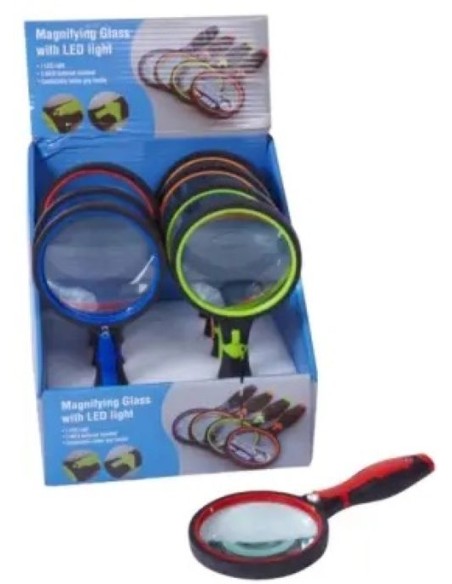 EXP 8 LUPAS CON LUZ LED SURTIDAS 4 COLORES