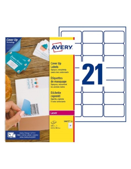 L4613-25 etiqueta autoadhesiva Alrededor Permanente Blanco 525 pieza(s)