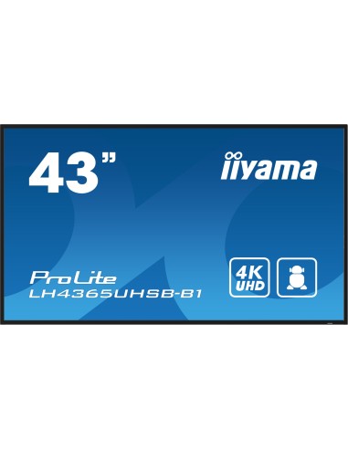 LH4365UHSB-B1 pantalla de señalización Diseño de quiosco 108 cm (42.5") LED Wifi 800 cd / m² 4K Ultra HD Negro Procesador incorp