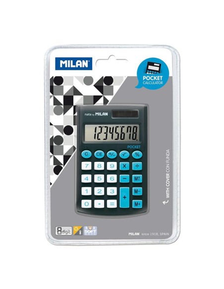 MILAN CALCULADORA NEGRO POCKET 8 DIGITOS DUAL BLISTER
