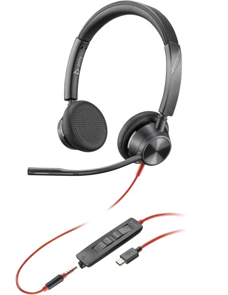 Auriculares estéreo Blackwire 3325 USB-C + Conector de 3,5 mm + Adaptador USB-C/A