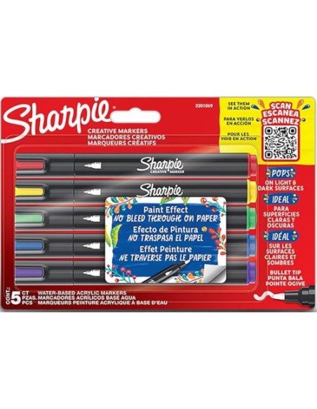 Estuche 5 rotuladores sharpie creative marker punta redonda colores surtidos
