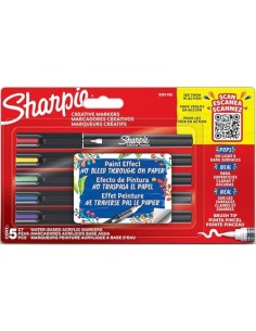 Estuche 5 rotuladores sharpie creative marker punta pincel colores surtidos
