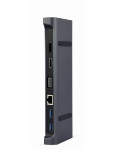 A-CM-COMBO9-02 base para portátil y replicador de puertos Alámbrico USB 3.2 Gen 1 (3.1 Gen 1) Type-C Gris