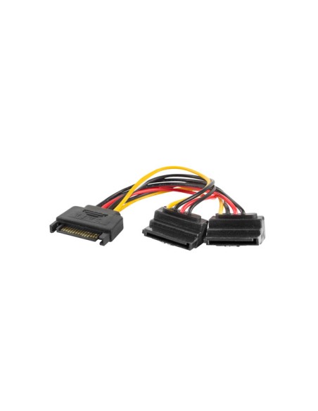 CA-SASA-10CU-0015 cable de SATA 0,15 m SATA de 15 pines 2 x SATA de 15 pines Negro, Rojo, Amarillo