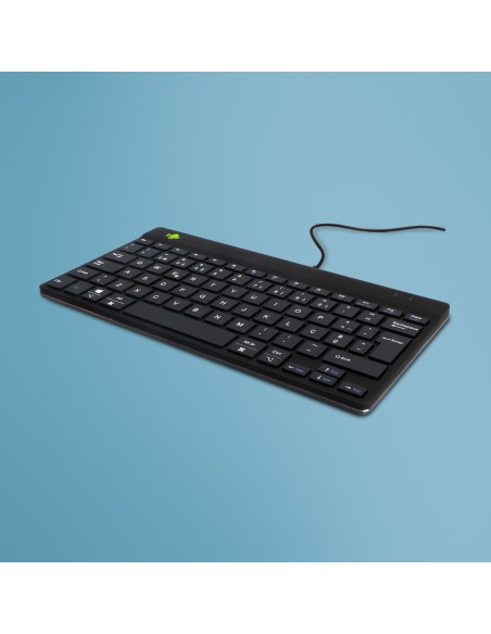 Teclado ergonómico R-Go Compact Break, teclado compacto con software de pausa, QWERTY (PT), cableado, negro