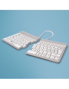 Teclado ergonómico R-Go Split Break con software de pausa, teclado dividido ergonómico, QWERTY (PT), bluetooth, blanco