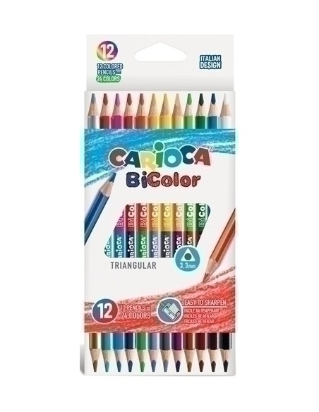 LAPICES CARIOCA BICOLOR TRIANGULAR C/12 - Pack de 12 unidades