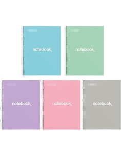 Paq 5 cuaderno espiral notebook1 a4 80h 90g cuad5x5 emotions colores pastel