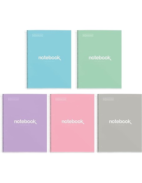 Paq 5 cuaderno espiral notebook1 a4 80h 90g cuad5x5 emotions colores pastel Paq 5 cuaderno espiral notebook1 a4 80h 90g cuad5x5 emotions colores pastel