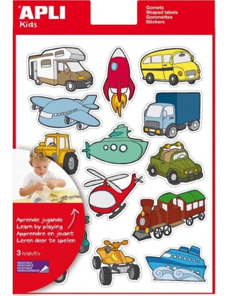 BOLSA 3 HOJAS GOMETS TEMATICOS LOS TRANSPORTES