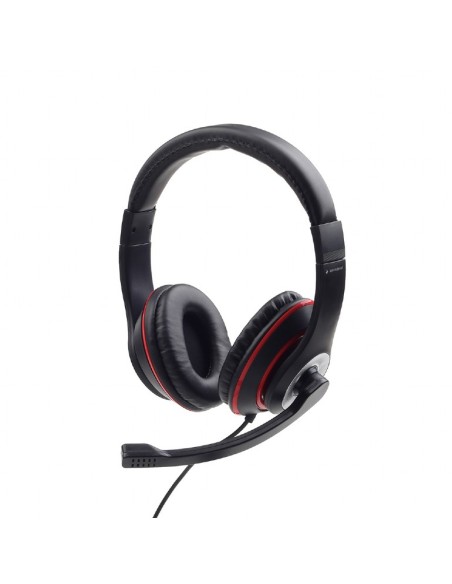 MHS-03-BKRD auricular y casco Auriculares Alámbrico Diadema Juego Negro, Rojo