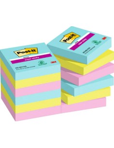 7100242809 nota autoadhesiva Plaza Azul, Verde, Rosa 90 hojas Autoadhesivo