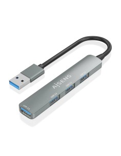 HUB USB 3.0 Aluminio, 1xUSB3.0 A/H+3xUSB2.0 A/H, Gris, 10cm