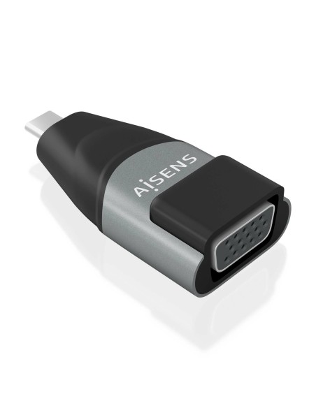 Adaptador Conversor Aluminio USB-C a VGA, USB-C/M-HDB15/H, Gris