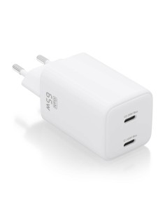 Cargador Gan 65W, 2xUSB-C PD3.0 QD4.0, Blanco