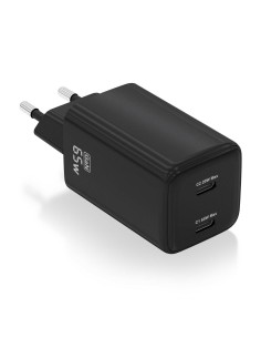 Cargador Gan 65W, 2xUSB-C PD3.0 QD4.0, Negro