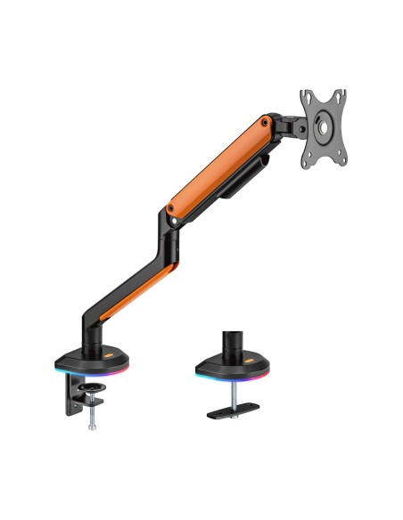 Soporte de Mesa RGB Gaming contrapeso giratorio e inclinable para Monitor/TV 9Kg (3 Pivotes, 1 Brazo) de 17-32, Negro-Naranja