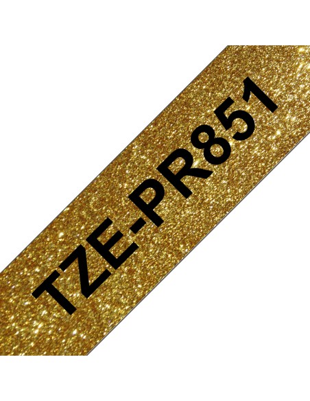 TZE-PR851 cinta para impresora de etiquetas Negro en el oro