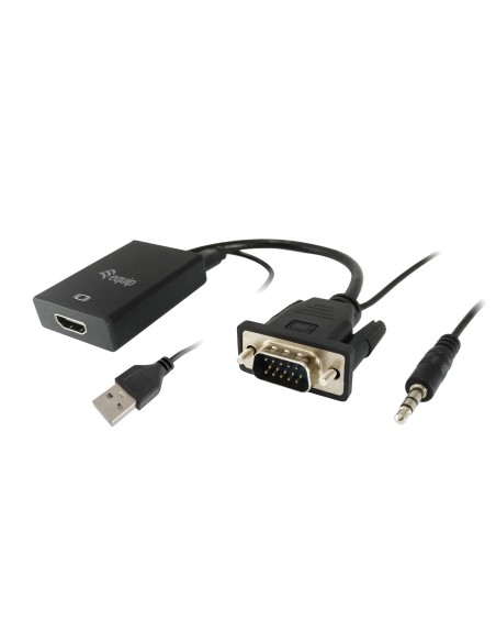 119038 adaptador de cable de vídeo 0,2 m VGA (D-Sub) + 3,5mm DVI-D + USB Negro
