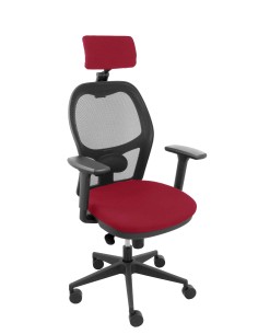 Silla Jorquera malla negra asiento bali granate cabecero regulable brazos 3D