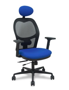 Silla Jorquera traslack malla negra asiento bali azul brazos 2D cabecero fijo