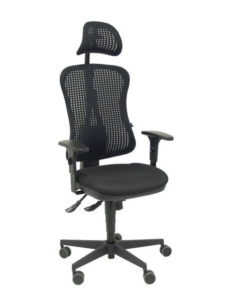 Silla Agudo sincro malla negra asiento tela negro brazos regulables con cabecero