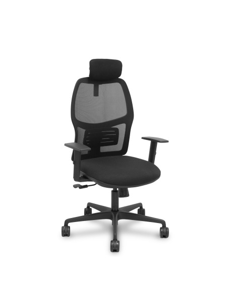 Silla Alfera sincro malla negra bali negro brazos 1D cabecero regulable